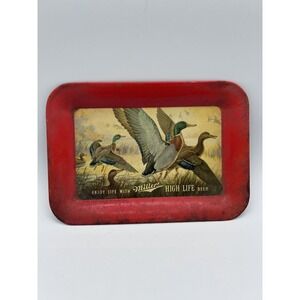 Vintage 1950s Ducks Miller High Life Beer Tin Litho Advertising Tip Tray‎